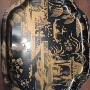 Chic Black and Gold Oriental Tray